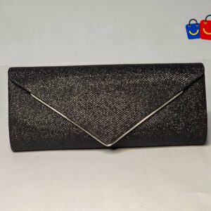 Ladies Bag - Black Glossy with Silver Border - OB009